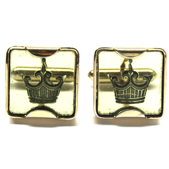 SWANK Accessories Swank Cufflinks Royal Kings Crown Lucite Gold